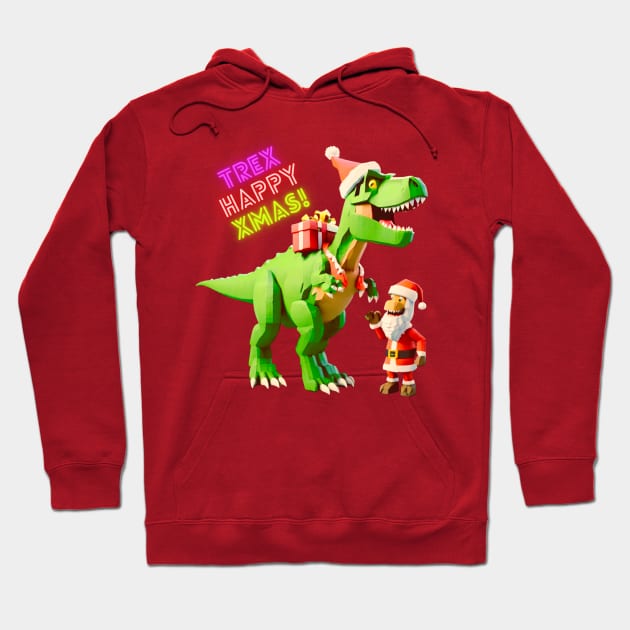 T-Rex and Santa Claus Hoodie by Tee Trendz